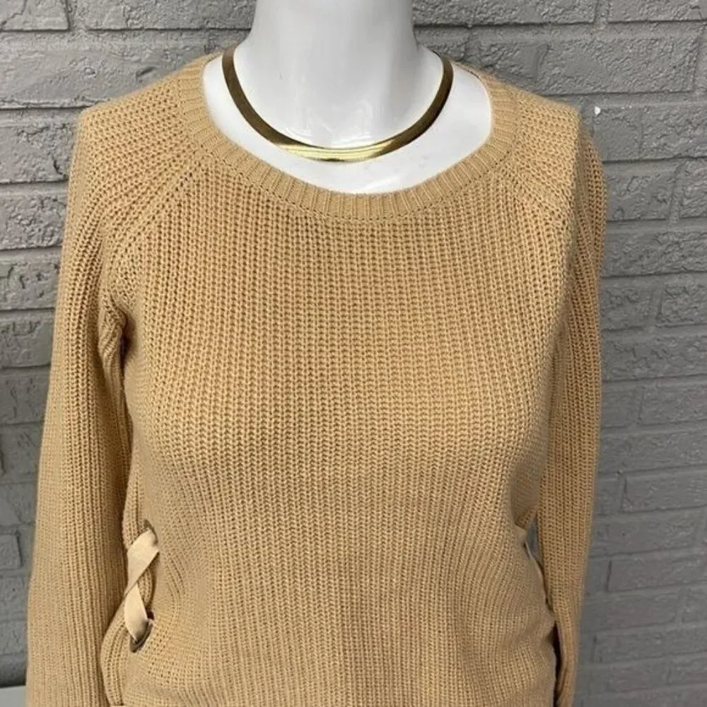 Sheryl Crow Women Tan Sweater With Side Tie Detail Sweater Size S